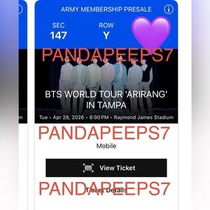 BTS World Tour Ticket Tampa 4/28